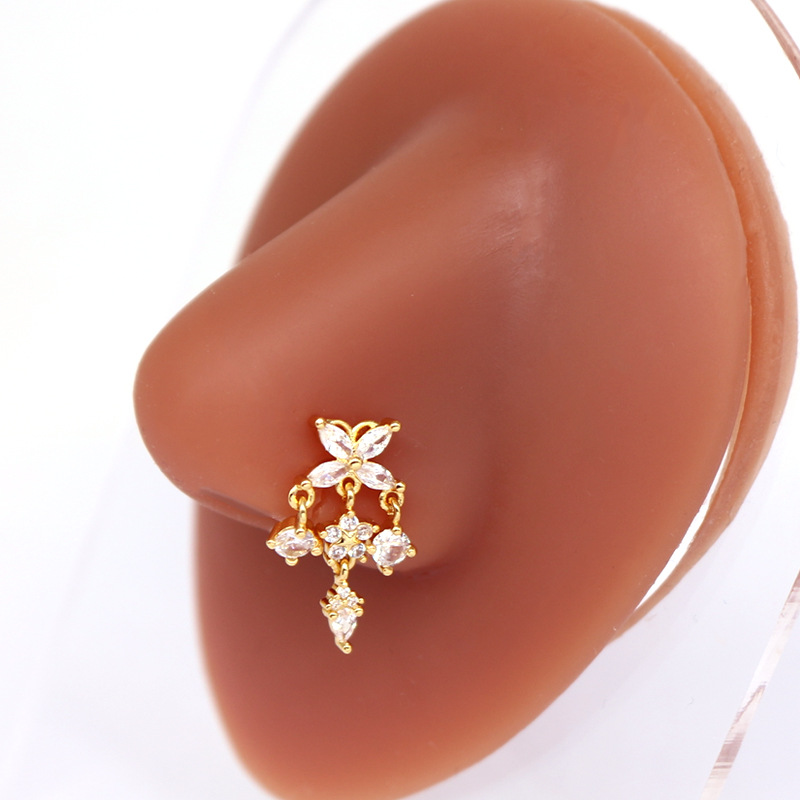 Piercing pentru nas, unghie de nas în formă de inimă, pandantiv cu cinci stele, diamant transfrontalier european și american, unghie de nas, unghie de nas, știft pentru nas_voghion.com
