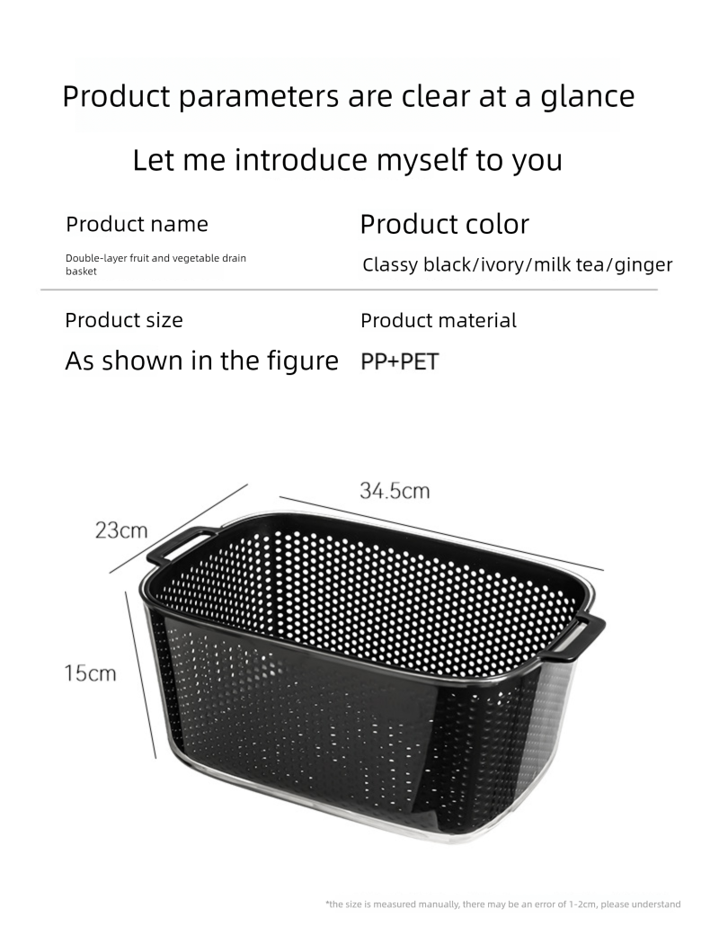 Kitchen Plastic Double Layer Rice Washing Basin Draining Household Living Room Coffee Table Internet Celebrity High-End_voghion.com