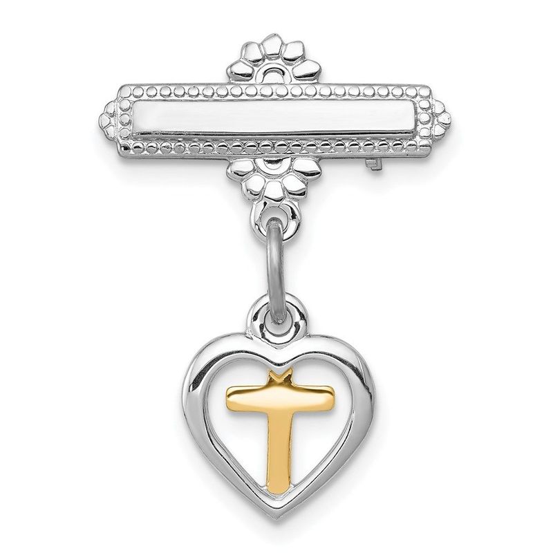 Sterling Silver Rhodium-plated And Vermeil Cross Dangle Pin_voghion.com