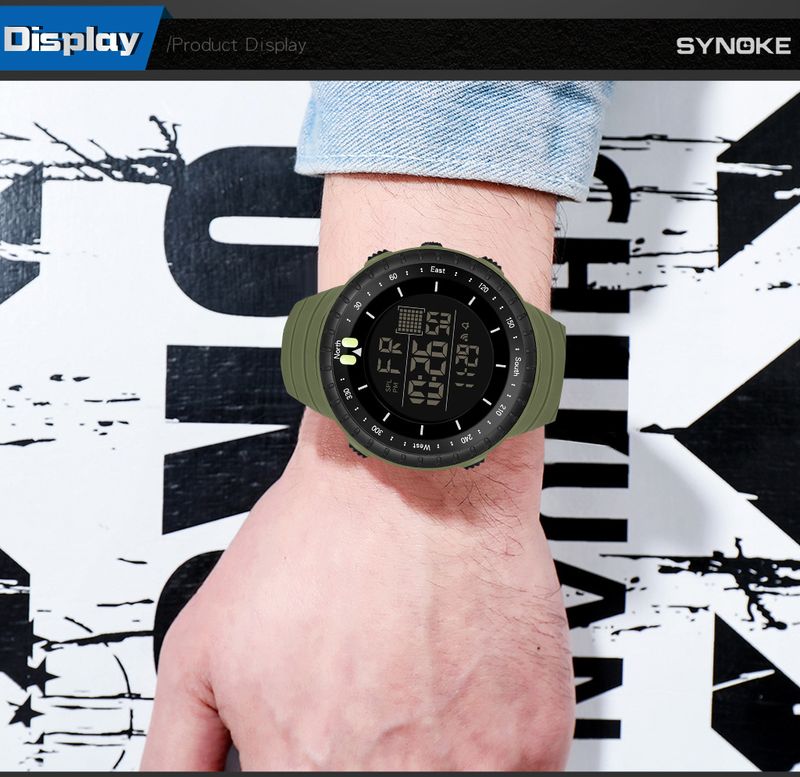 Men's Digital Sports Watch With Night Light, 50m Waterproof, Stopwatch, Alarm, Large Screen For Outdoor, Hiking, And Daily Use Trendy Student Watch_voghion.com