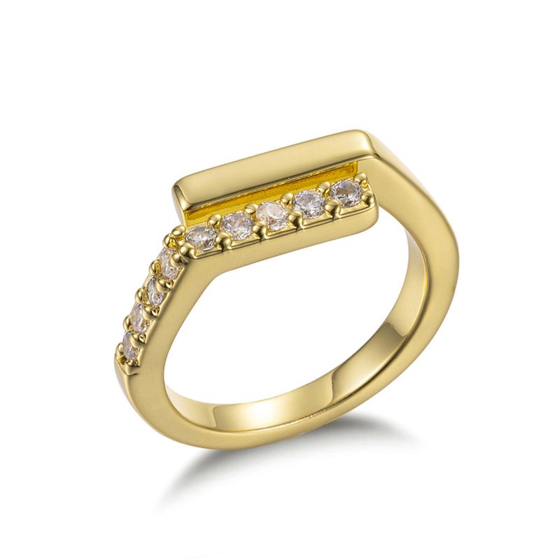 Anello da donna in rame con zircone intarsiato e design geometrico placcato oro_voghion.com