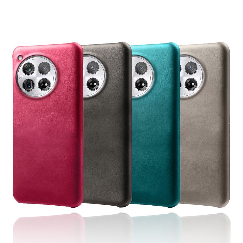 Geschikt voor OnePlus 12 mobiele telefoonhoesje, beschermhoes van kalfsleer, OnePlus 12 leren hoesje met kalfsleersticker._voghion.com