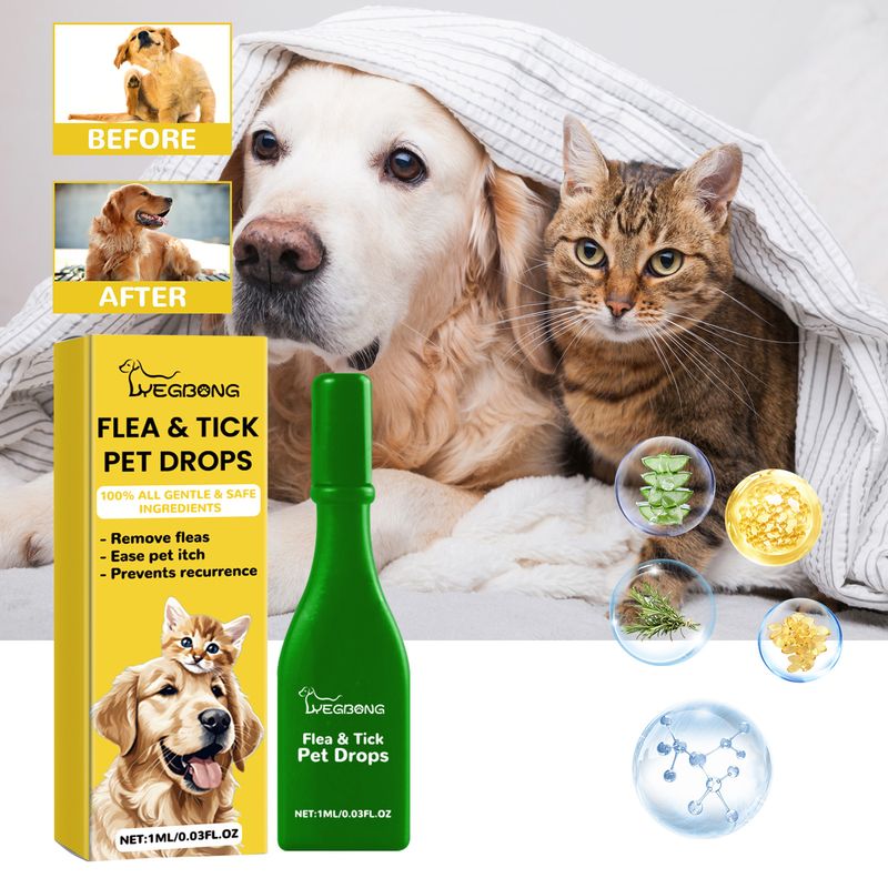 YEGBONG Pet Extracorporeal Insect Repellent Drops, Cat And Dog Cleansing Extracorporeal Flea Lice Tick Skin Anti-Itching Care_voghion.com