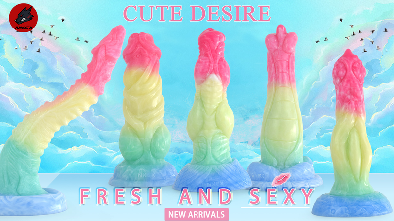 NNSX Cane Lupo Dildo 4 Nodi Giocattoli Sessuali per Donne con Ventosa Morbidi Masturbatori Animali in Silicone Multicolor_voghion.com