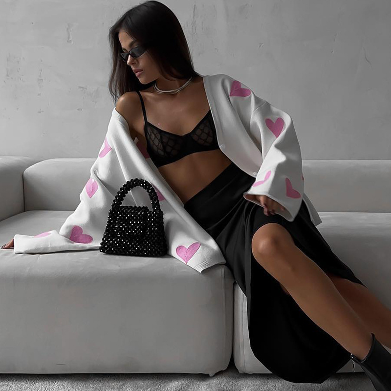 Langärmeliger Wollmantel für Damen, neuer lockerer Strickpullover_voghion.com