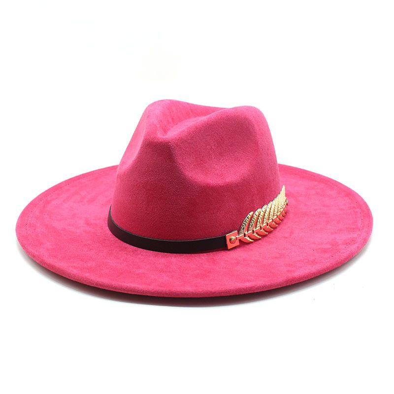Fashion Suede Top 9.5cm Wide Bim Fedoa Hat Men Women Autumn Winte Felt Jazz Hats Classic Chuch Fedoas Chapeau Sombeo_voghion.com