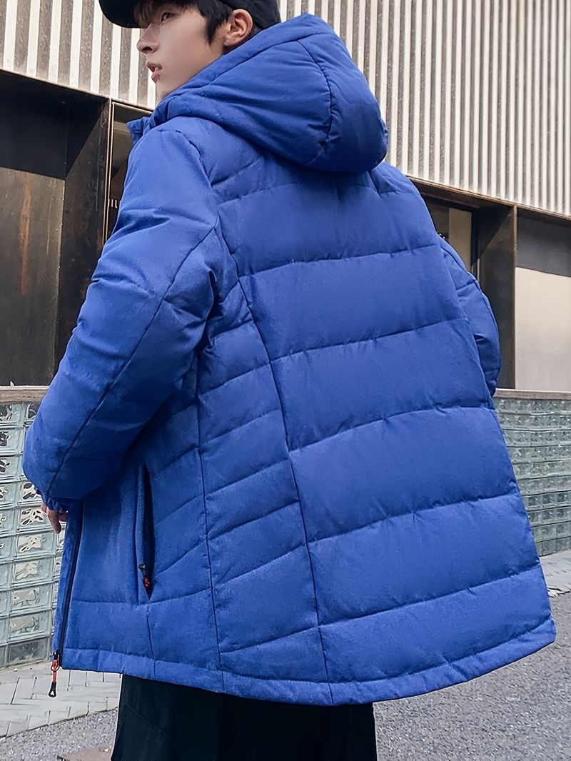 Weiße Herren-Winterjacke mit Entendaunenfüllung, durchgehendem Reißverschluss, Kapuze und abnehmbarem Kragen, handwaschbar, geeignet zum Skifahren und Snowboarden_voghion.com