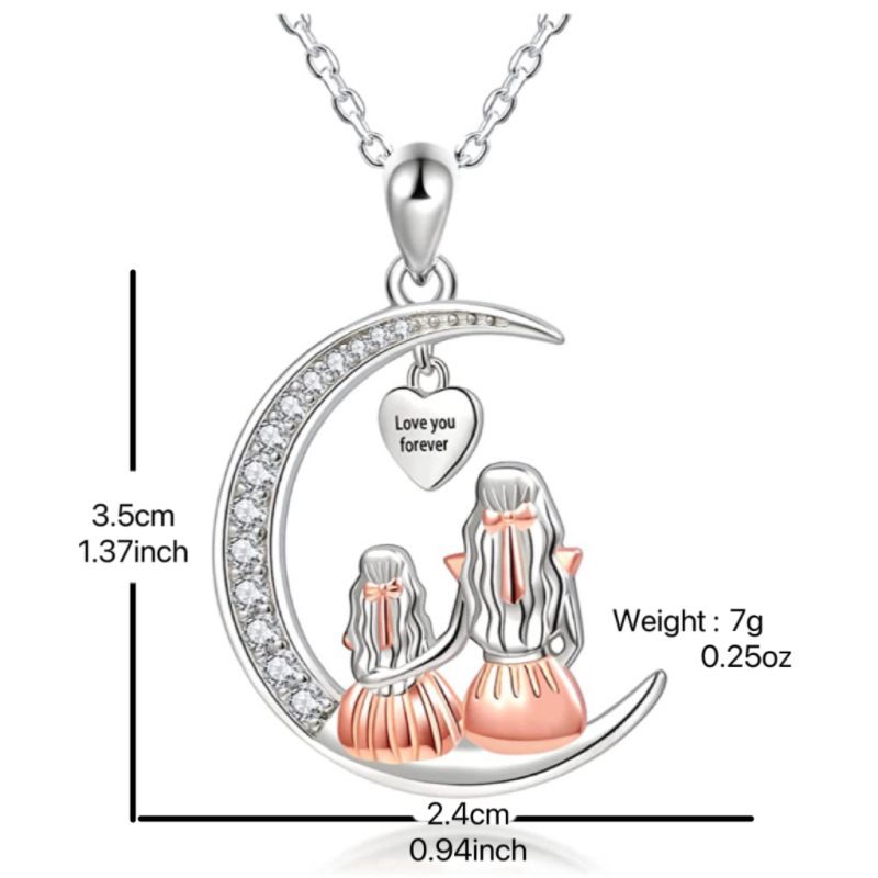Mode Mutter Tochter Mond Anhänger Halskette Liebe Dich Für Immer Herz Halsketten Muttertag Schmuck Geschenke_voghion.com