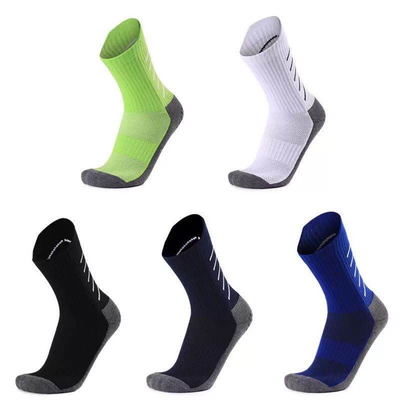 Calcetines deportivos profesionales de tubo largo para entrenamiento, antideslizantes, de tubo medio, para hombre y adulto, con parte inferior de toalla, gruesos, con punteo para fútbol._voghion.com