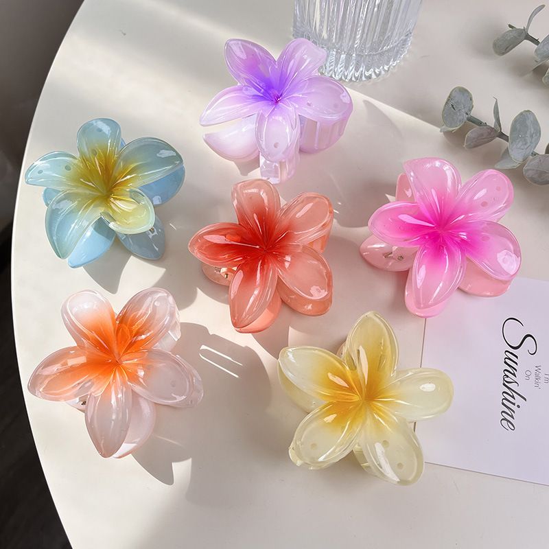 Clip per capelli unisex in stile resort, con frangipani e fiori di caramella, per spiaggia e mare, con sfumatura, per la parte posteriore della testa, a forma di squalo_voghion.com