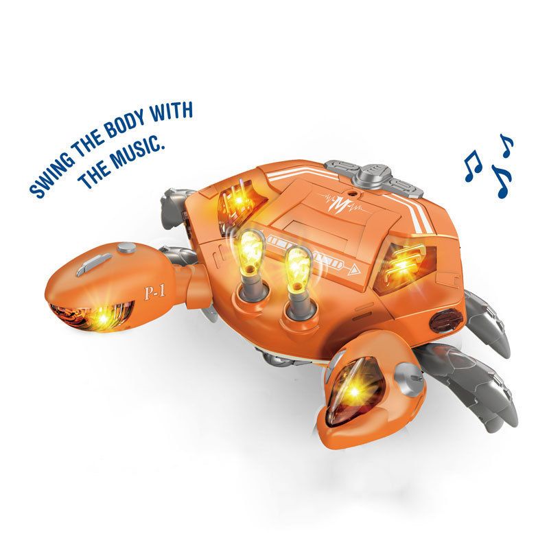 Nuovo granchio meccanico elettrico universale con ruota in grado di emettere luce, giocattolo elettrico per bambini simulato di granchio strisciante_voghion.com