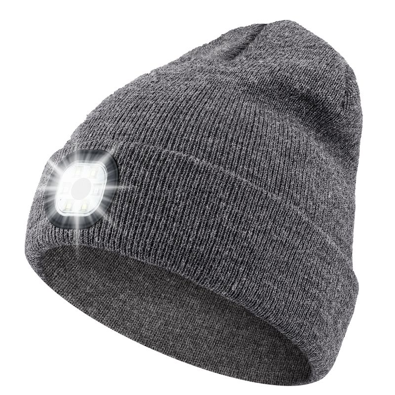 Unisex Rechargeable six-light beaded LED light-emitting knitted hat_voghion.com