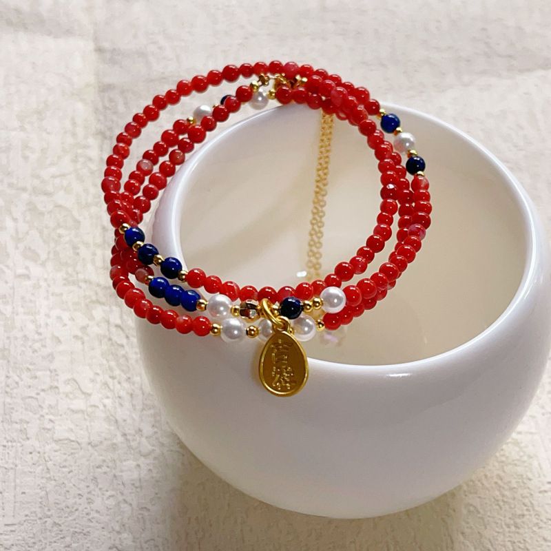 Nuovo braccialetto Nanhong multi-cerchio da donna, versatile, di alta qualità, con perline di lapislazzuli, collana due in uno_voghion.com