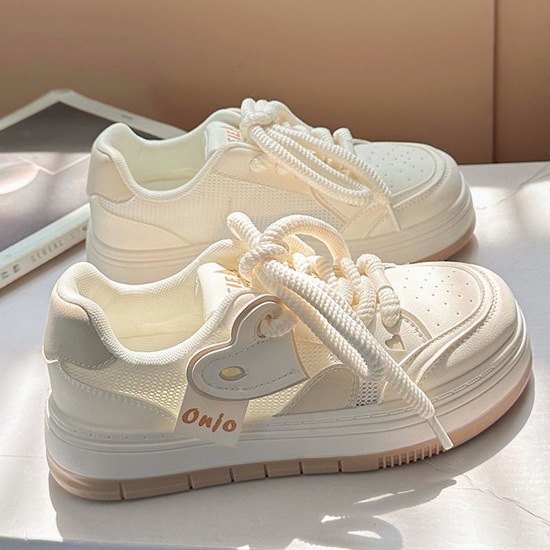Small Niche Canvas Women In The Summer Of 2024, New Board For Height Increasing Students, Breathable White Shoes, Mesh_voghion.com