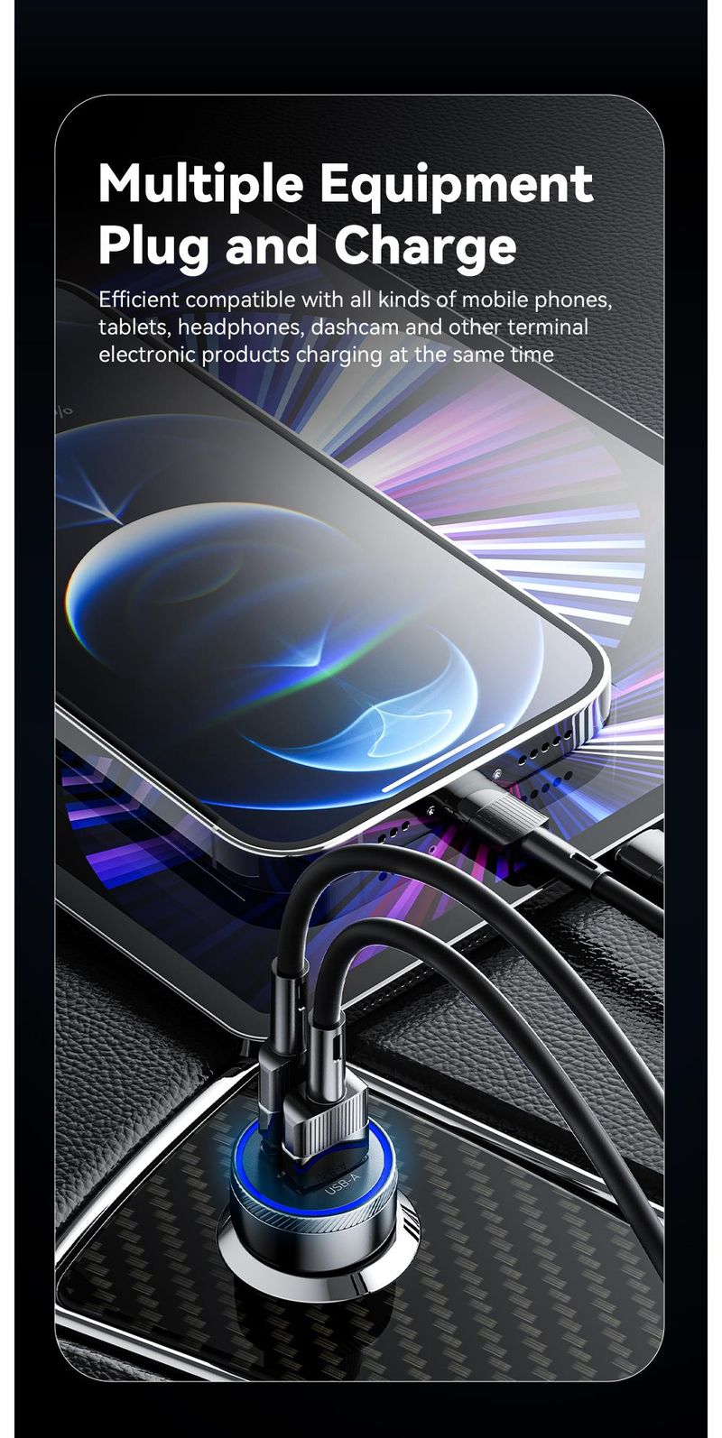 Essager 54W 5A Fast Charging Type C Chhug Chhug Tsu Tsu PD 3.0 SCP USB Car For Xiaomi Samsung Iphone Charger_voghion.com