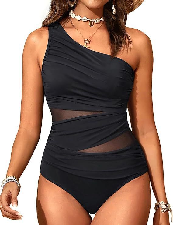 Maillot de bain une pièce conservateur en maille épissée pour femme_voghion.com