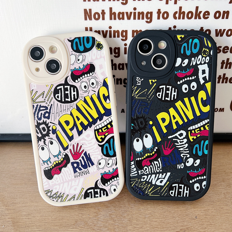 Doodle grappige uitdrukking telefoon case Voor iPhone 14 13 12 Pro 11 ProMax XSmax XR X XS 7 8Plus schokbestendig Zachte Siliconen Achterkant_voghion.com