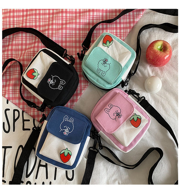 Lærredsskulder Dametaske Lille koreansk modemessenger Crossbody-taske til pigestuderende Bomuldsklud Kvindehåndtasker Bolsas_voghion.com