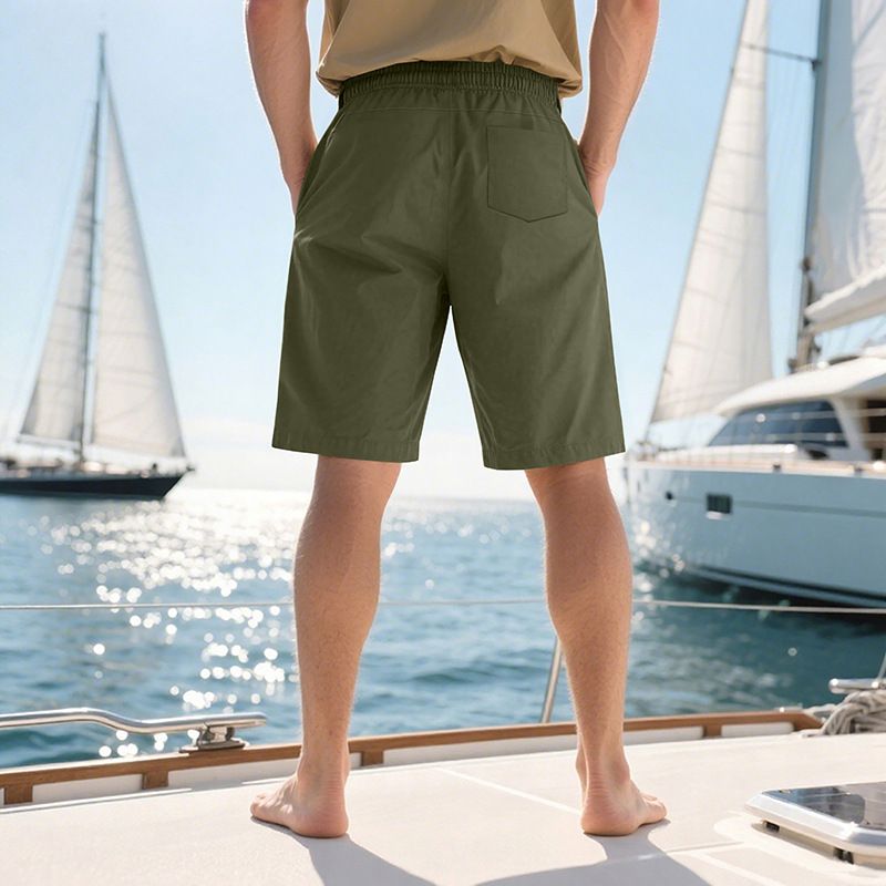 Pantalones de playa para hombre, de verano, informales, ligeros y lujosos, de cinco puntos, con cordón cruzado, talla grande_voghion.com