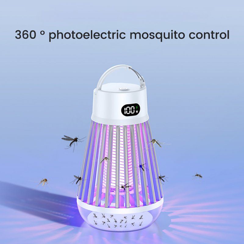 USB Bug Zapper, Mosquito Killer Lamp, Portable Hanging Loop Bug Zapper, IPX5 Waterproof, 2000mAh Fly Zapper For Summer Trip, Outdoor Camping Black_voghion.com