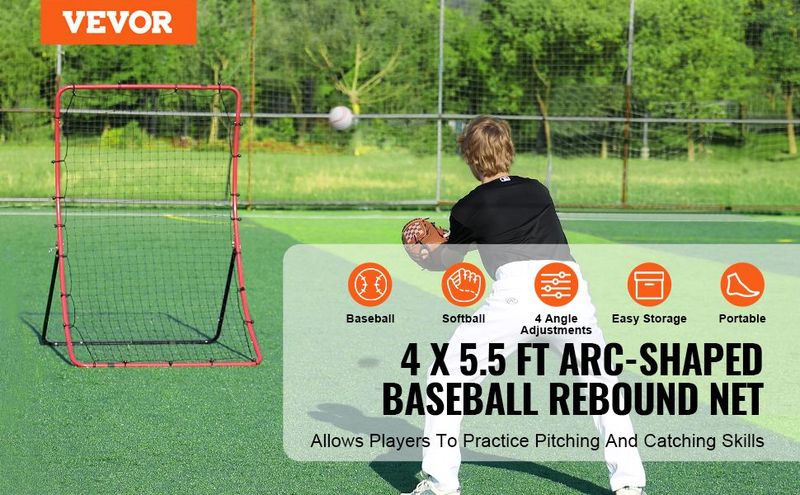 VEVOR Baseball And Softball Rebounder Net 4x5.5 Ft PitchBack All Angle Fielding_voghion.com