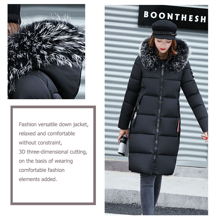 2022 piumino invernale Parka da donna J grande collo di pelliccia cappotto sottile spesso moda capispalla in cotone con cappuccio lungo autunno femminile_voghion.com