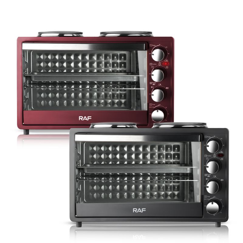 Fornello elettrico a doppio bruciatore RAF con forno da 40 litri, riscaldamento superiore e inferiore per la cottura domestica_voghion.com
