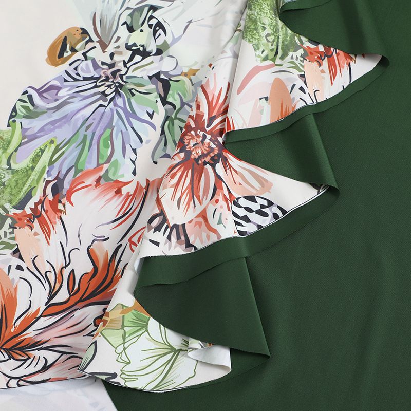 Langqi 2023 New Women's Light Elegant Print Panel Contrast Beach Sunscreen Skirt One Shoulder Two Piece Swimwear_voghion.com