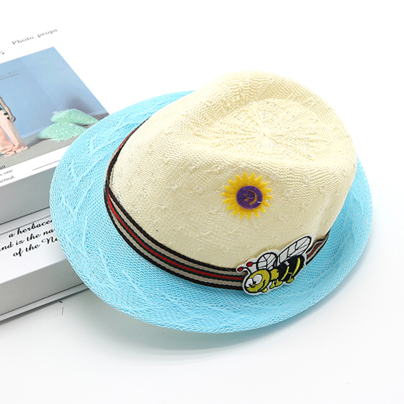 Cappello di paglia per bambini Cappello da sole per protezione solare da esterno in stile coreano per ragazzi e ragazze cappello da sole per bambini da spiaggia_voghion.com