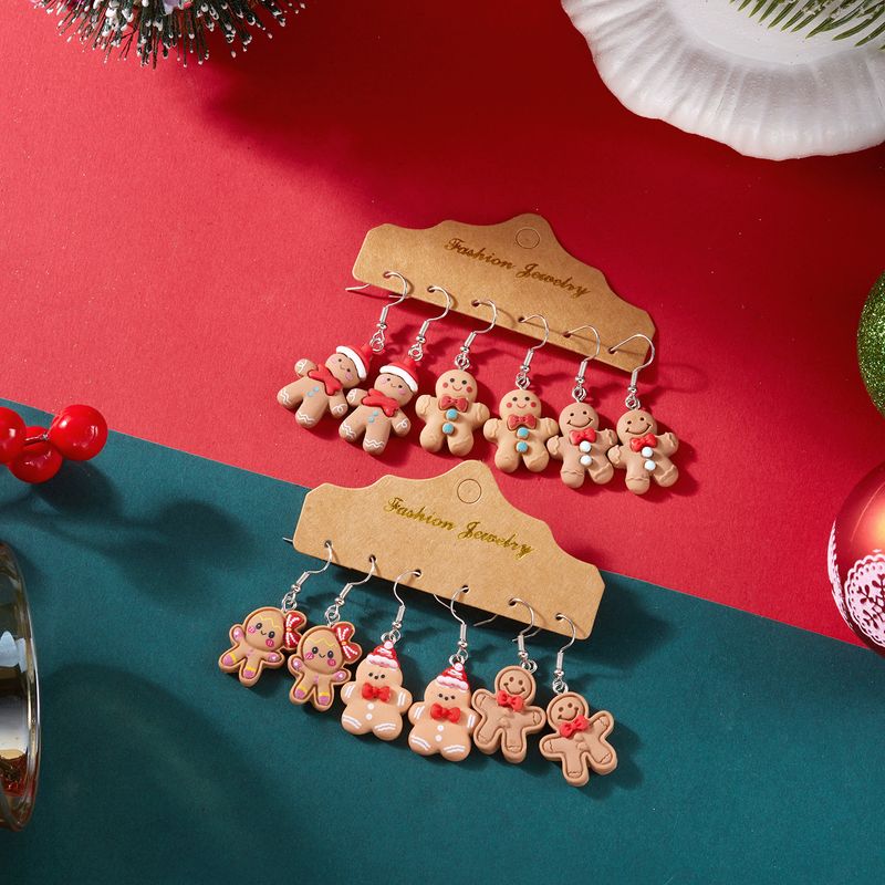 Weihnachtliches Lebkuchenmann-Ohrhänger-Set für Frauen, süße Keks-Charm-Ohrhänger, festlicher Weihnachts-Statement-Schmuck für Weihnachtsparty-Geschenke_voghion.com