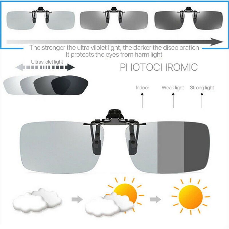Occhiali da sole fotocromatici polarizzati alla moda da uomo, con clip Chameleon, per miopia, occhiali da guida diurni e notturni, UV400_voghion.com