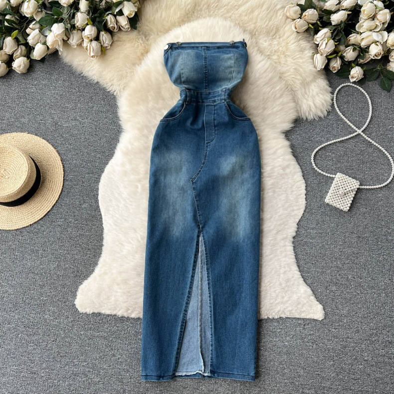 Damen Rock mat enger Schëller an enger Cowboy-Taille, sexy Split-Vintage-Stil_voghion.com