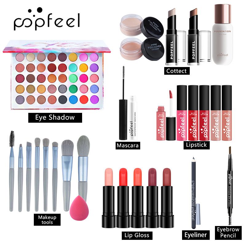 Makeup Sets Wholesale Eye Shadow Lip Gloss Foundation Lipstick Concealer Beginner Studio Makeup Combination Set_voghion.com