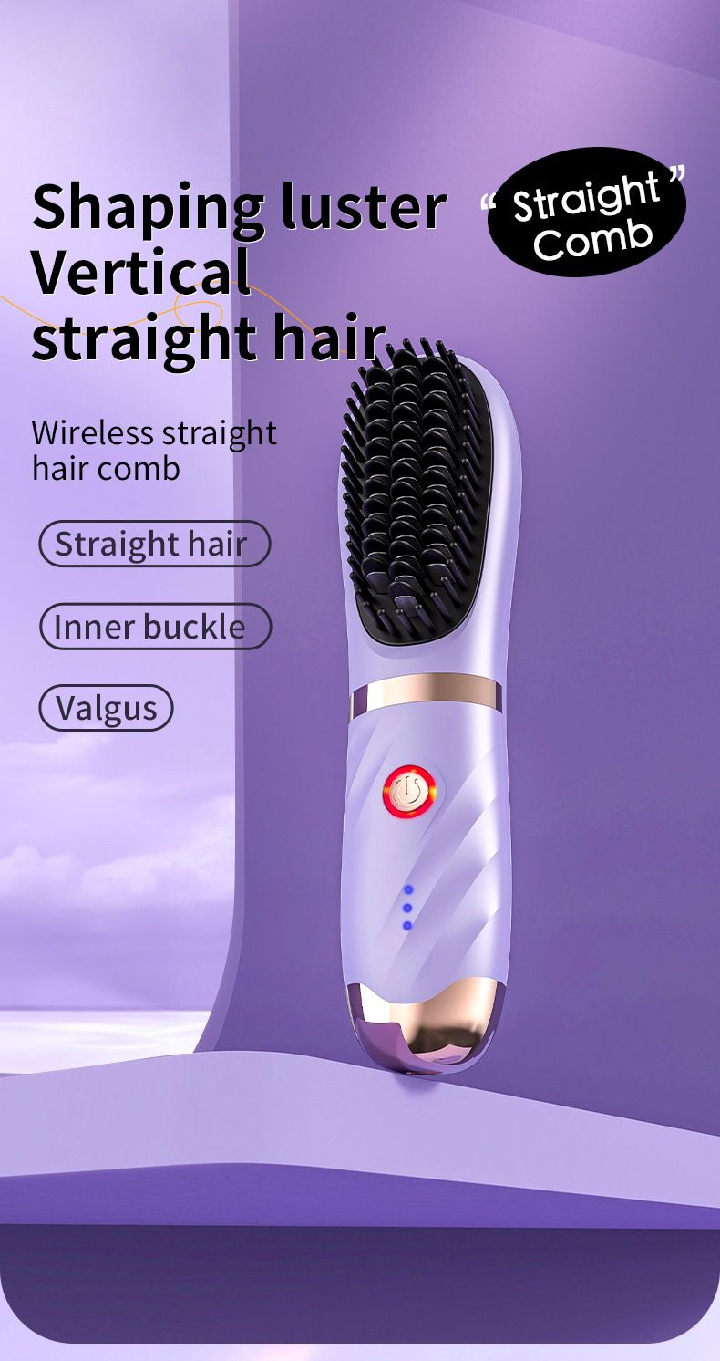 New lazy straight hair comb wireless hair straightener small USB charging portable travel curling and straightening dual purpose artifact_voghion.com