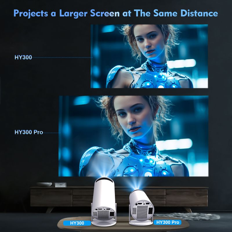 HY300Pro Projector, 1080P Full HD Supported Home Theater Projector With Allwinner H713 Chip, Mini Portable Outdoor Movie Projector For Bedroom Wall St_voghion.com