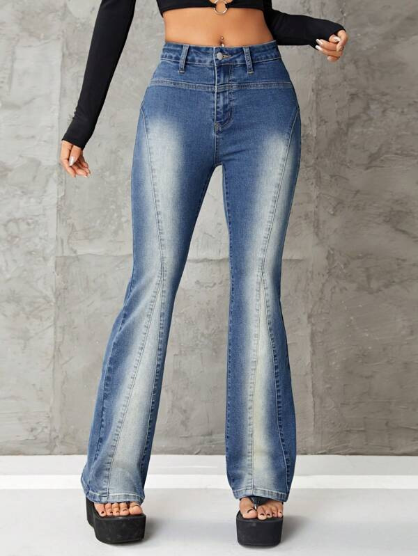 mote slanke og allsidige stretchy bootcut-jeans for kvinner_voghion.com