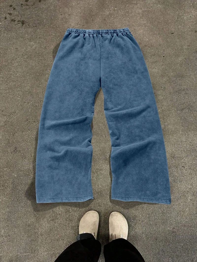 Unisex streetwearbroek - Oversized joggingbroek met hoge taille en wijde pijpen, print en patchwork, casual broek van 50-70% katoen voor heren/dames_voghion.com