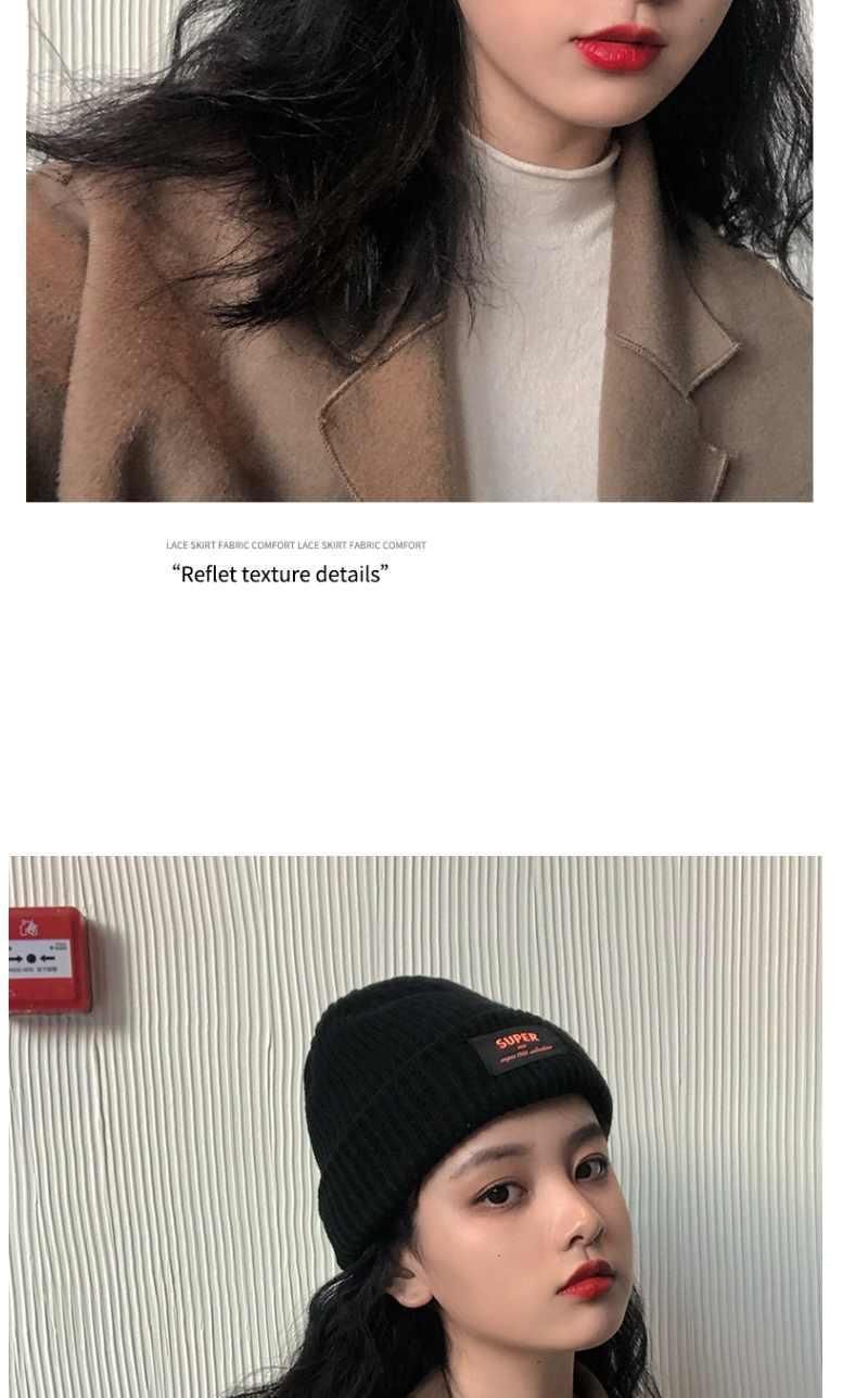 Schicke Strickmütze mit Buchstabenmuster – weiche, lässige Wintermütze aus Baumwolle mit minimalistischem Textdesign, lässige Unisex-Mütze für kaltes Wetter_voghion.com