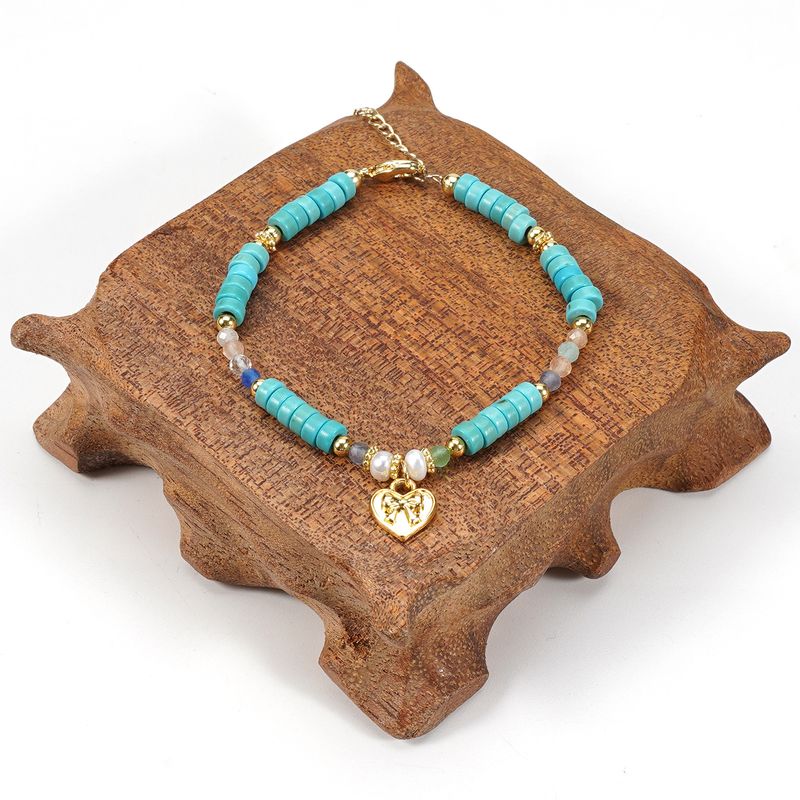 Bracelet en pierre naturelle turquoise avec nœud d'amour Bracelet réglable_voghion.com