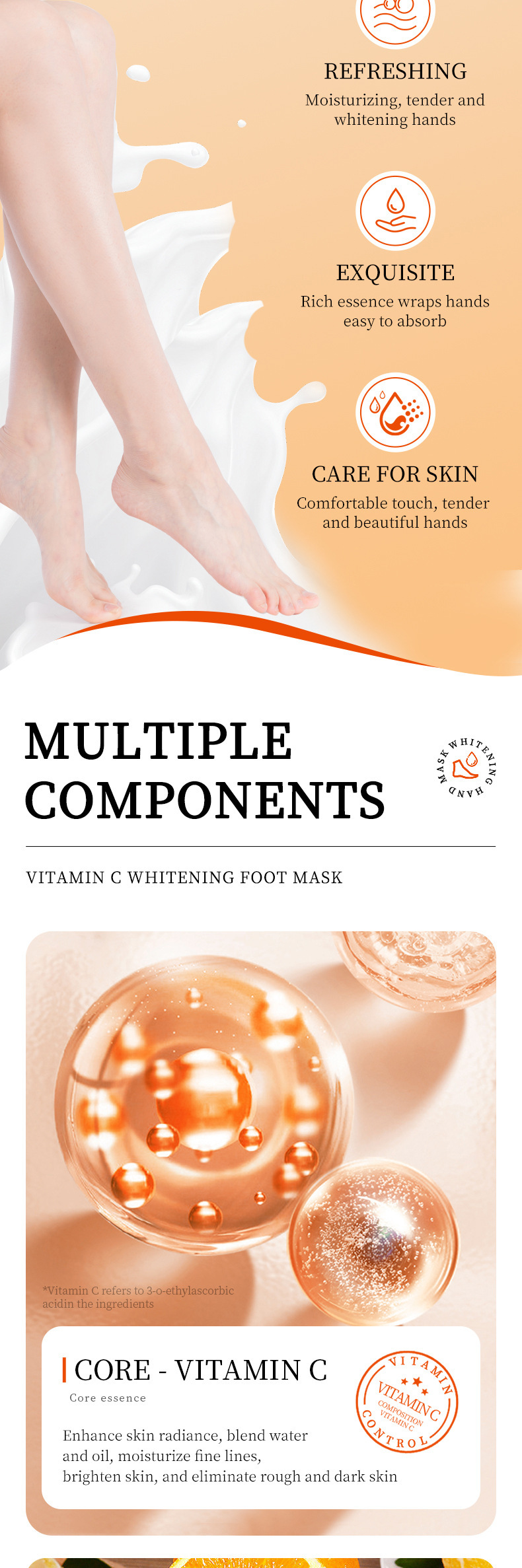 Full English Whitening Foot Mask 80ml SADOER Vitamin C Moisturizing Hydrating Sheet Pack_voghion.com