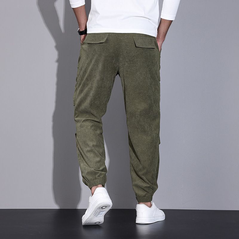 Men's Clothing Autumn Corduroy Overalls Men's Cuffs Loose Casual Trousers With Multiple Pockets_voghion.com