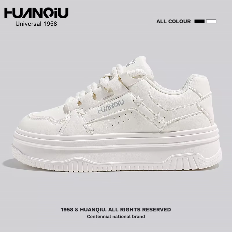 Huanqiu KMJZ1210 Scarpe da ginnastica bianche da donna, scarpe casual leggere con soletta in mesh spessa e dall'aspetto alto, versatili e_voghion.com