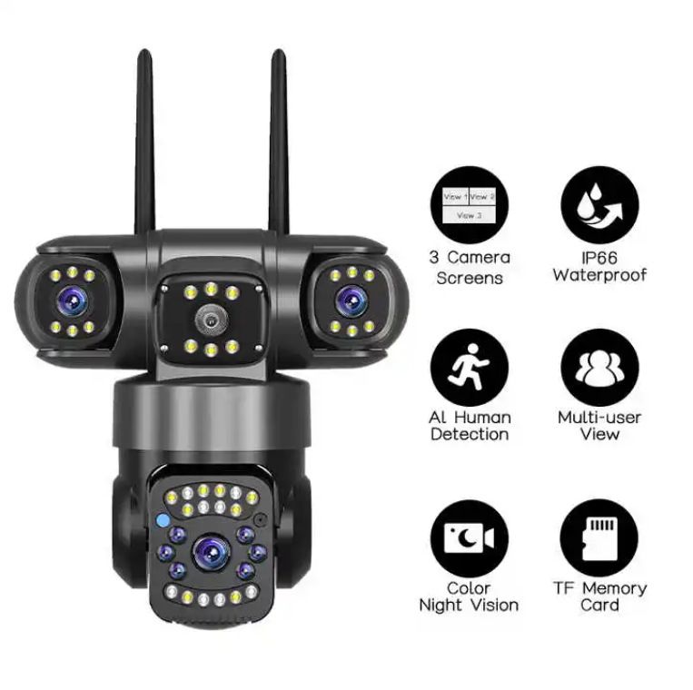 QD19 V380 Three-screen HD Night Vision Outdoor Multi-lens Mobile Remote Wireless Surveillance Camera_voghion.com
