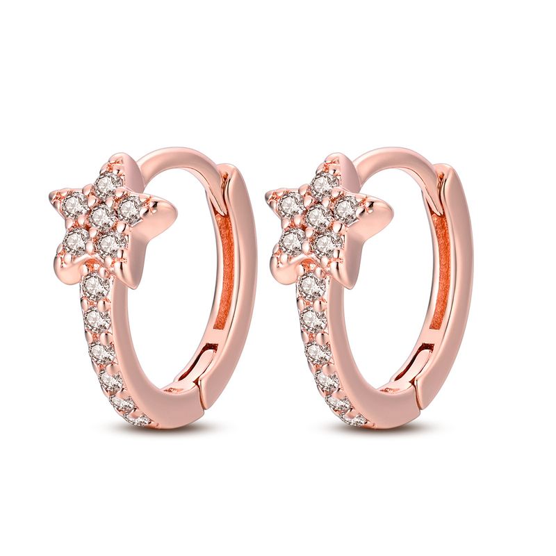 Gioielli da donna, piccoli, freschi, nuovi, semplici, pendenti a forma di cuore, orecchini in oro rosa K, placcati in rame, argento di alta qualità_voghion.com