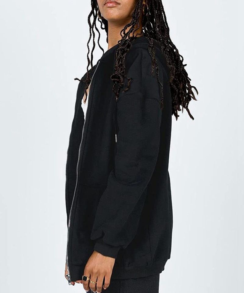 Women's Clothing Women's Cute Hooded Jacket With Drawstring - Oversized Zip-Up Sweatshirt For Teens & Girls - Cozy Fall Outerwear In Multiple Colors_voghion.com