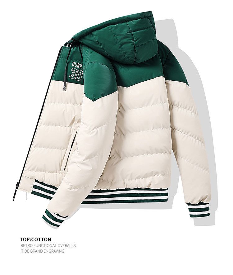Wende-Pufferjacke mit Kapuze für Herren – Trendiger bestickter Wintermantel mit Reißverschluss vorne und abnehmbarer Kapuze_voghion.com