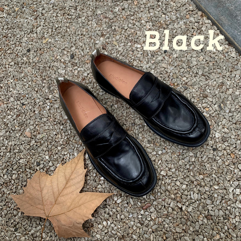 High-End Version ~ Grape Mom Same Thick-Soled Small Shoes For Women British Style Slip-On Lazy Genuine Leather Loafers_voghion.com