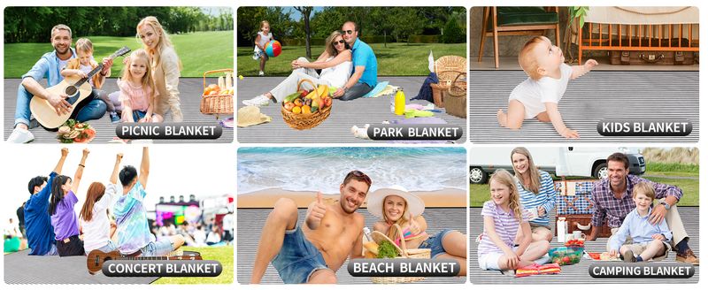 G GOOD GAIN Waterproof Picnic Blanket Portable Strap, Suitable For Beach Mat Or Family Outdoor Camping Party (Navy Blue)_voghion.com