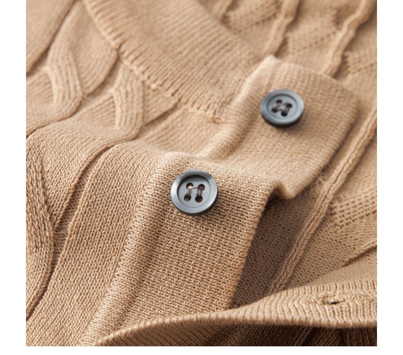 "T-shirt a maniche corte in maglia di cotone a trecce in stile classico preppy per uomo - Maglietta girocollo traspirante e comoda con dettagli jacquard"_voghion.com