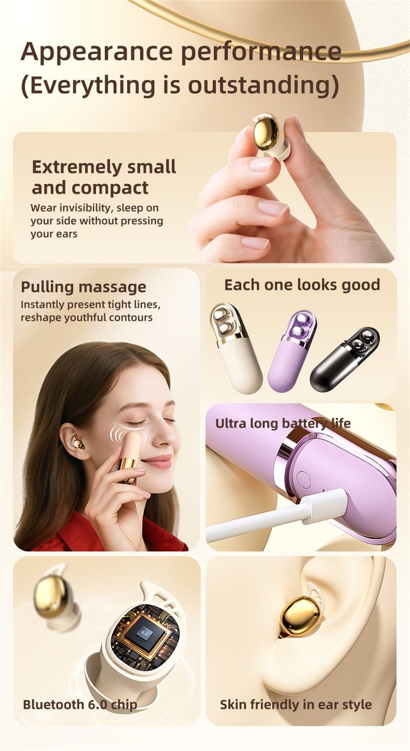 Wireless Invisible Blue Tooth Call Sleep Headphone Side Sleep No Pressure Ear Vibration Massage Instrument Decompression Tool_voghion.com